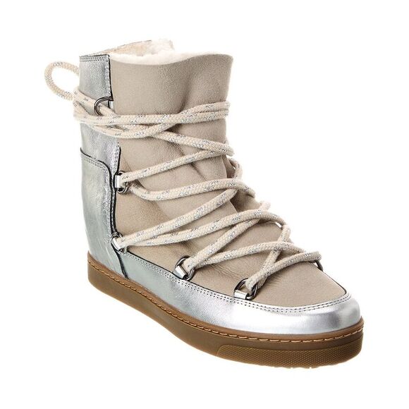 Isabel Marant Nowles Leather Snow Boot, Silver - Picture 1 of 5